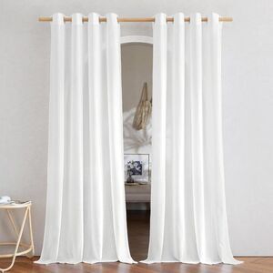 Brand New NICETOWN White Rustic Linen Extra-Long Curtains – Set of 2
